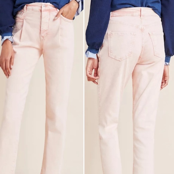 Pilcro Ultra High Rise Acid Wash Pink Jeans Anthropologie Size 30 Button Fly - Picture 10 of 10